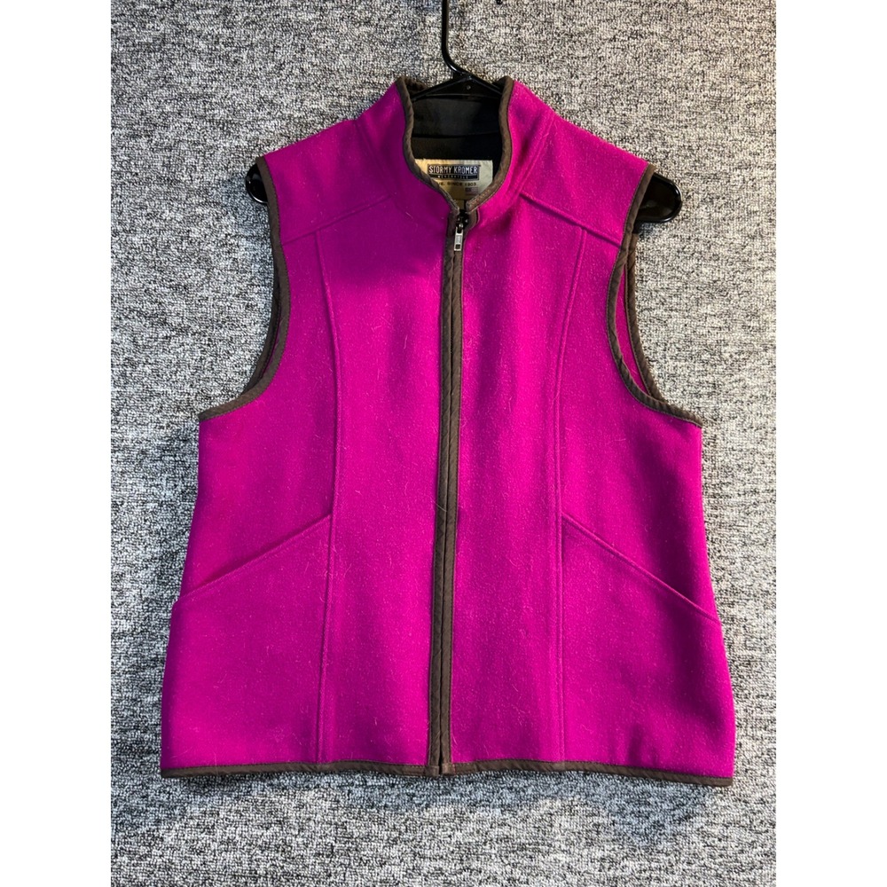 Stormy Kromer Womens Magenta Pink 100% Wool Full Zip Vest Size Med Made in USA